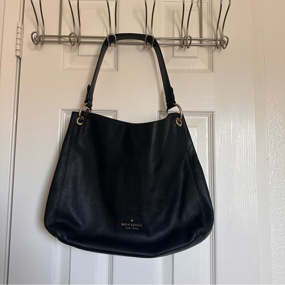 kate spade Handbags - Kate Spade Black leather pebbled large Shoulder Bag Gold Hardware